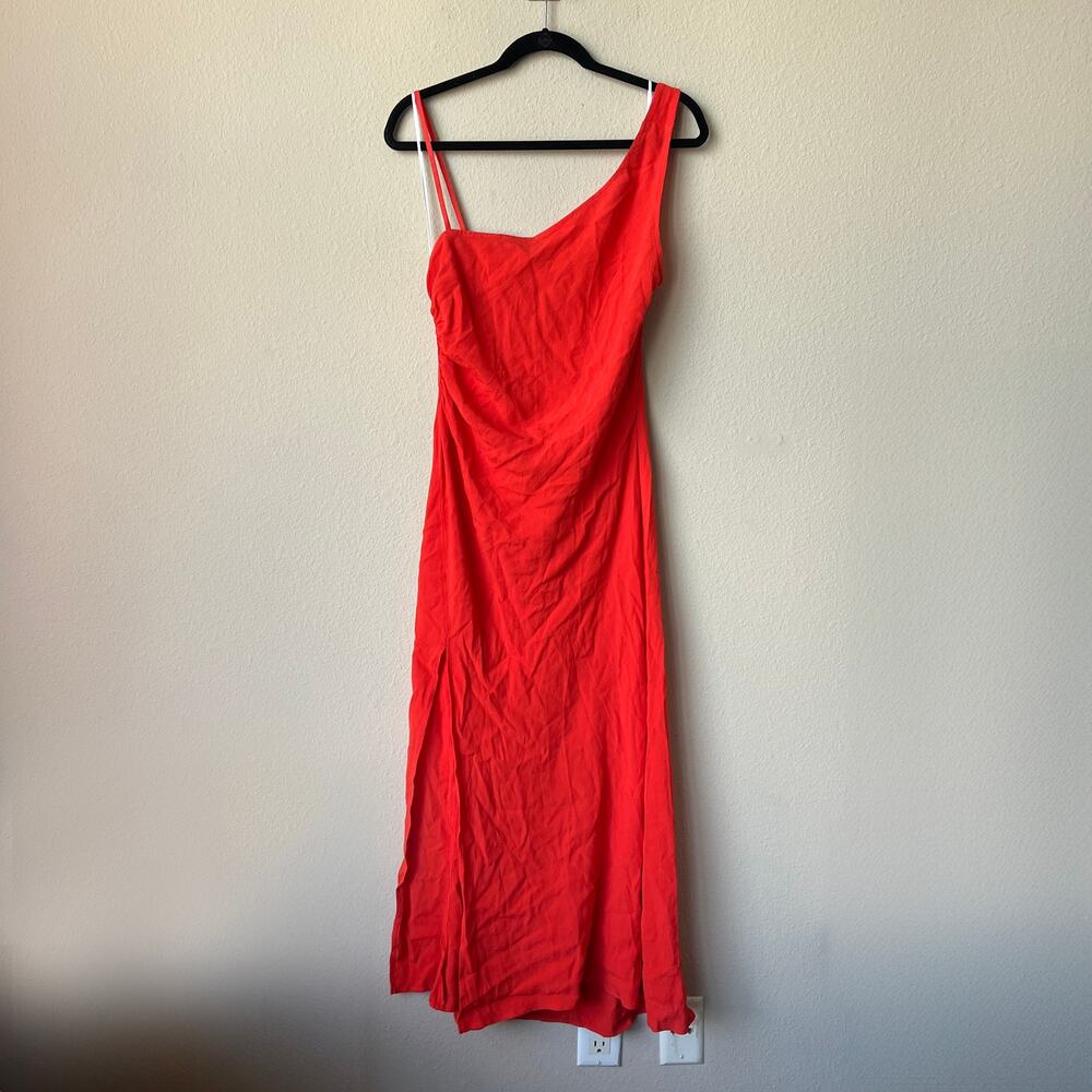 Reformation Amani Red One Shoulder Midi Dress NWT Size 12 - Picture 3 of 8
